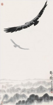 Animaux œuvres - Wu Zuoren Eagle dans le ciel 1983 vieux oiseaux d’encre de Chine